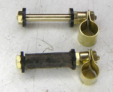 An original Bulle frame resistor dismantled into its rod, nuts and fibre caps