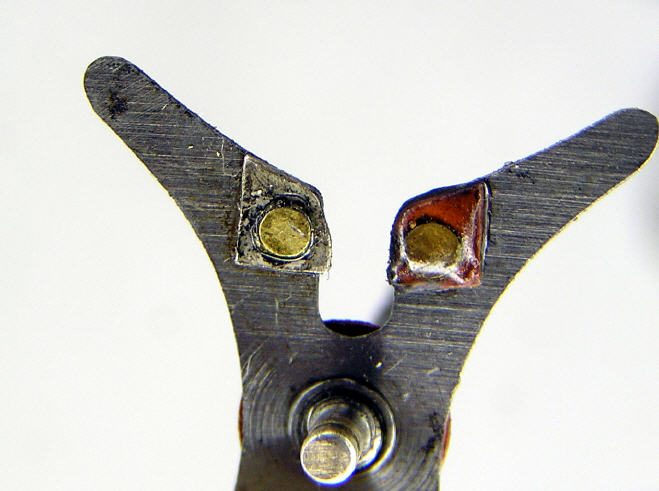 A Bulle fork with its silver contact worn through to the steel